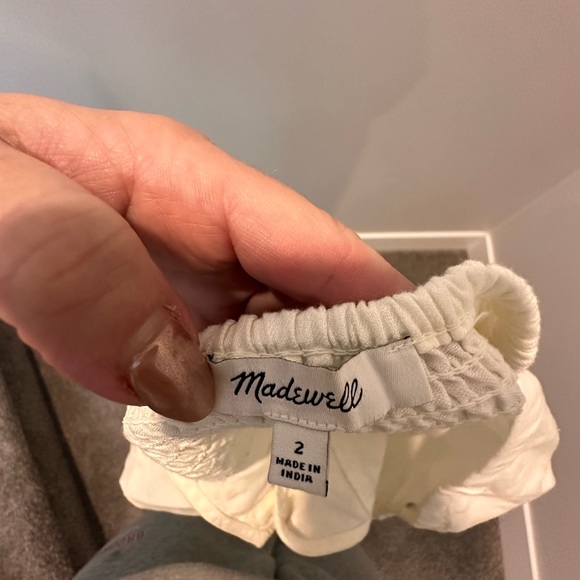 NWOT Madewell Dress Sz 2 Linen Cotton Puff Sleeve Mini Button Down Dress White - Picture 4 of 5